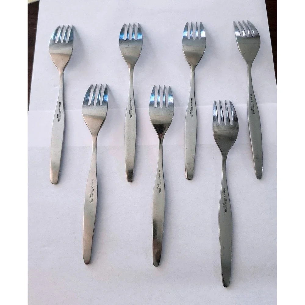 VTG Interpur Jardinera Stainless Dinner Forks Black Accent Flatware set of 7 MCM
